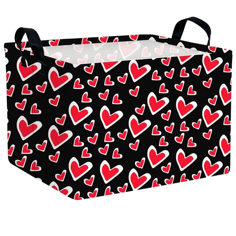 SETAMA Cute Large Valentine's Day Gift Basket Empty Heart Decor Storage Bin for Kid Baby Room Décor (Black Background Love) - Image 1
